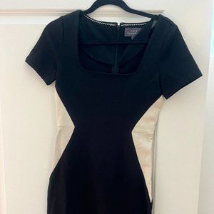 PJK Black and Leather Dress, Size Small